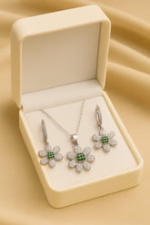 Zircon Locket Set-46 (Silver/Green)